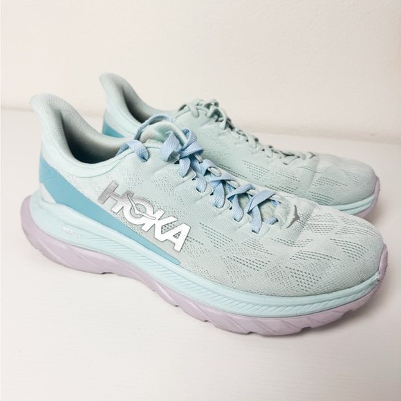 HOKA Mach 4 Women's Running Shoes Athletic Sneakers Mint Blue Pink Size 10 B - Picture 7 of 9